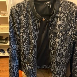 DKNY  JACKET WITH FAUX TRIM and fun snakeskin